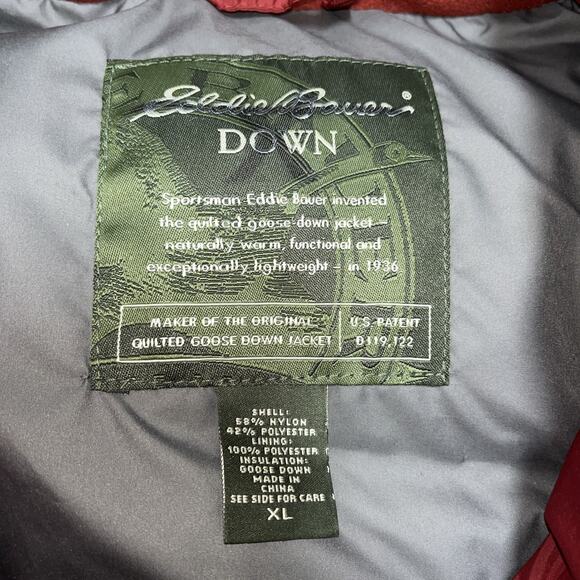 Eddie Bauer Quilted Goose Down Mens Vest Jacket Sportsman Lightweight XL Red - Picture 2 of 11